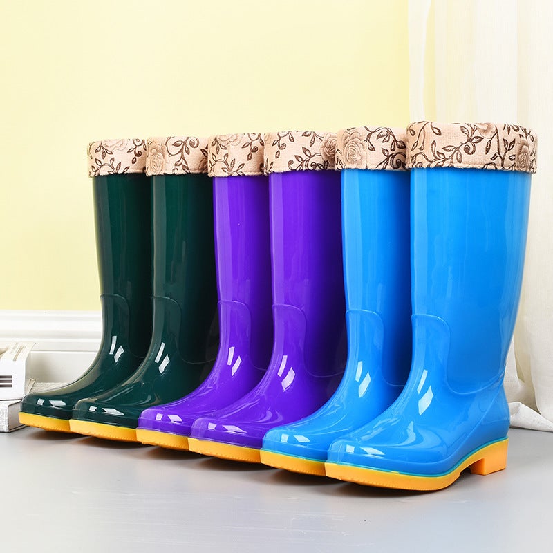 Mid-High Non-Slip Waterproof Shoes Jelly Rain Boots Rain Boots Water Boots Warm Overshoes Fashionable Long Tube - Image 2